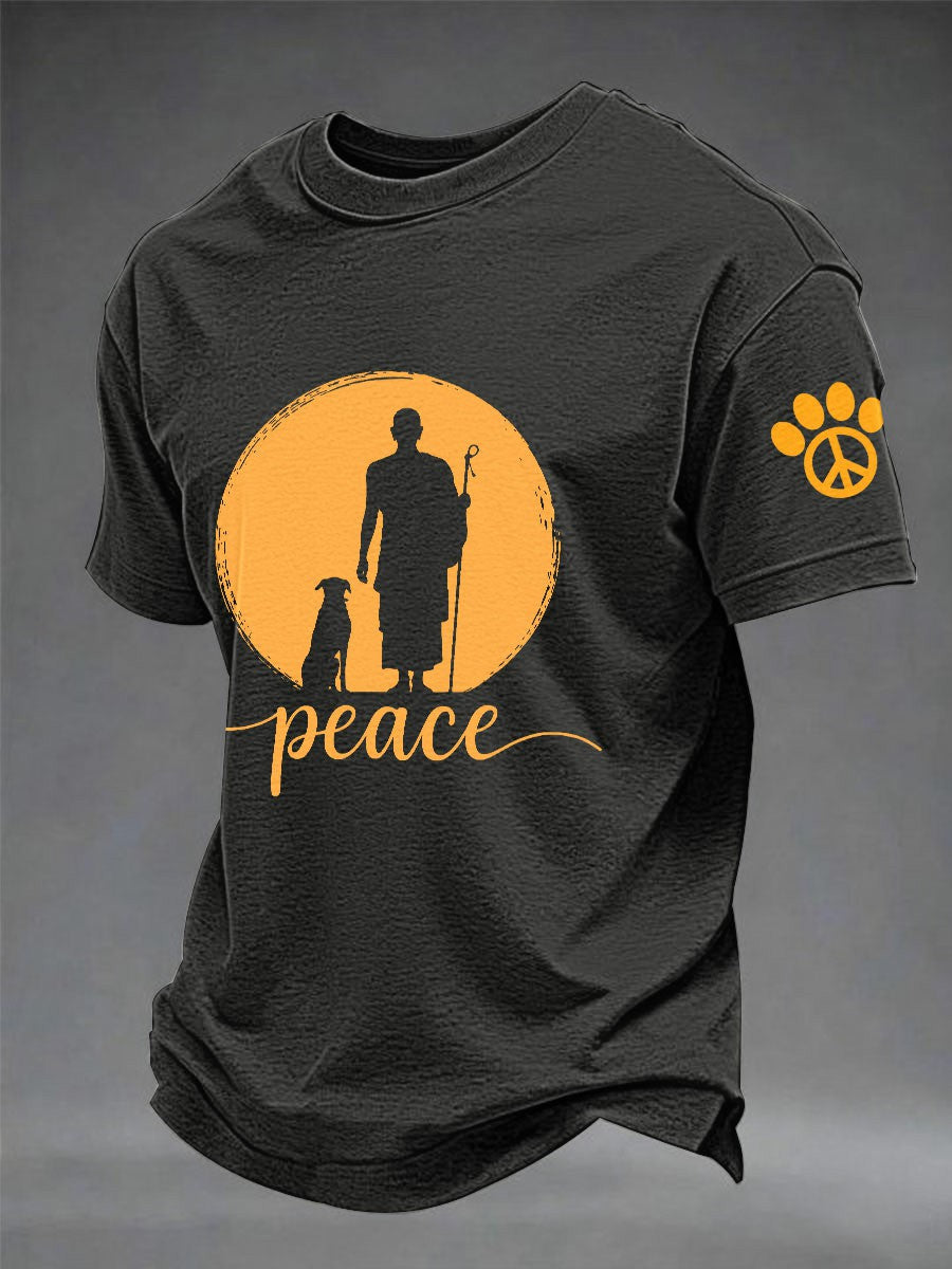 Camiseta impressa caminhada para a paz dos homens