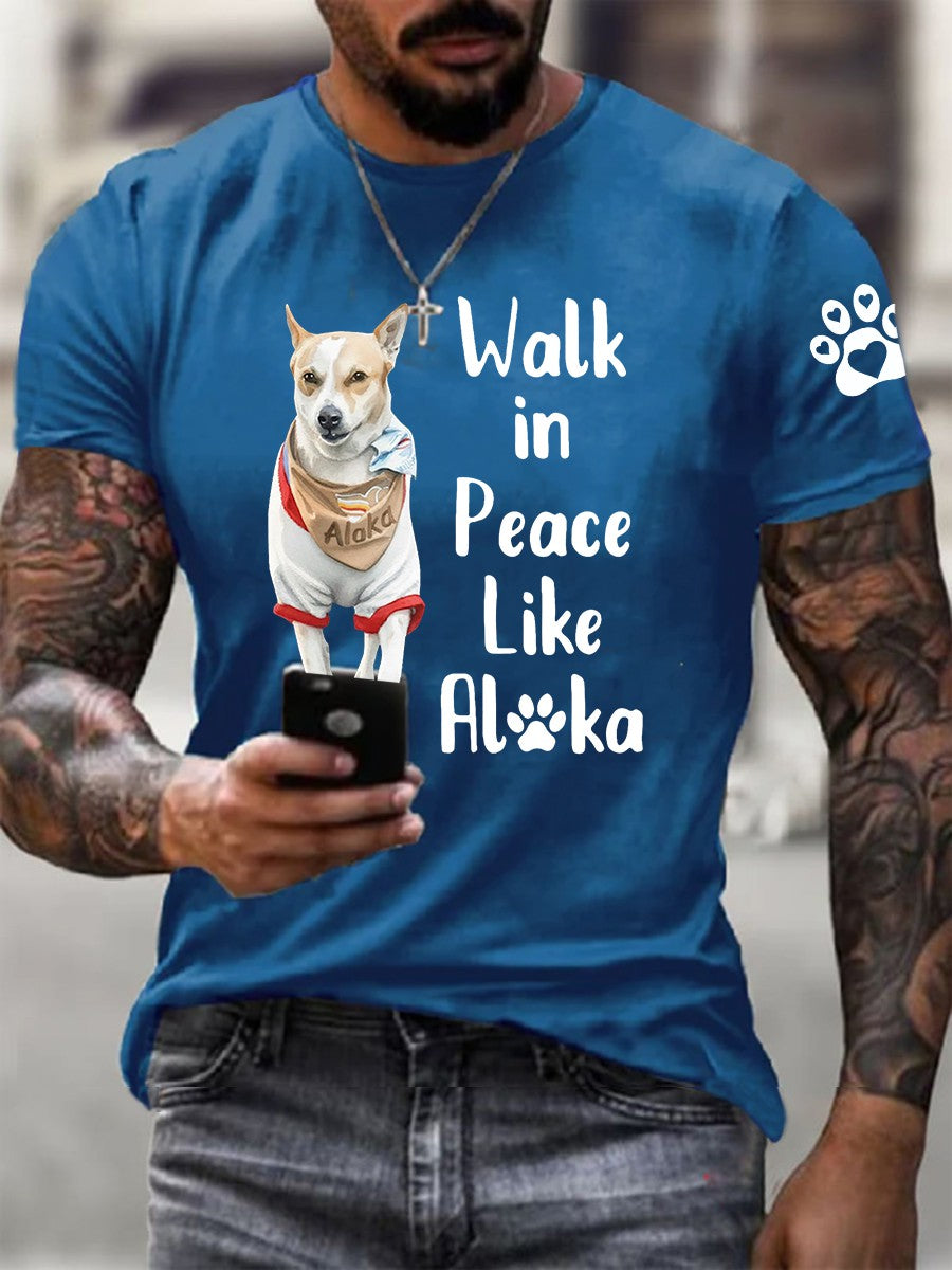 Camiseta impressa dos homens na paz como Aloka