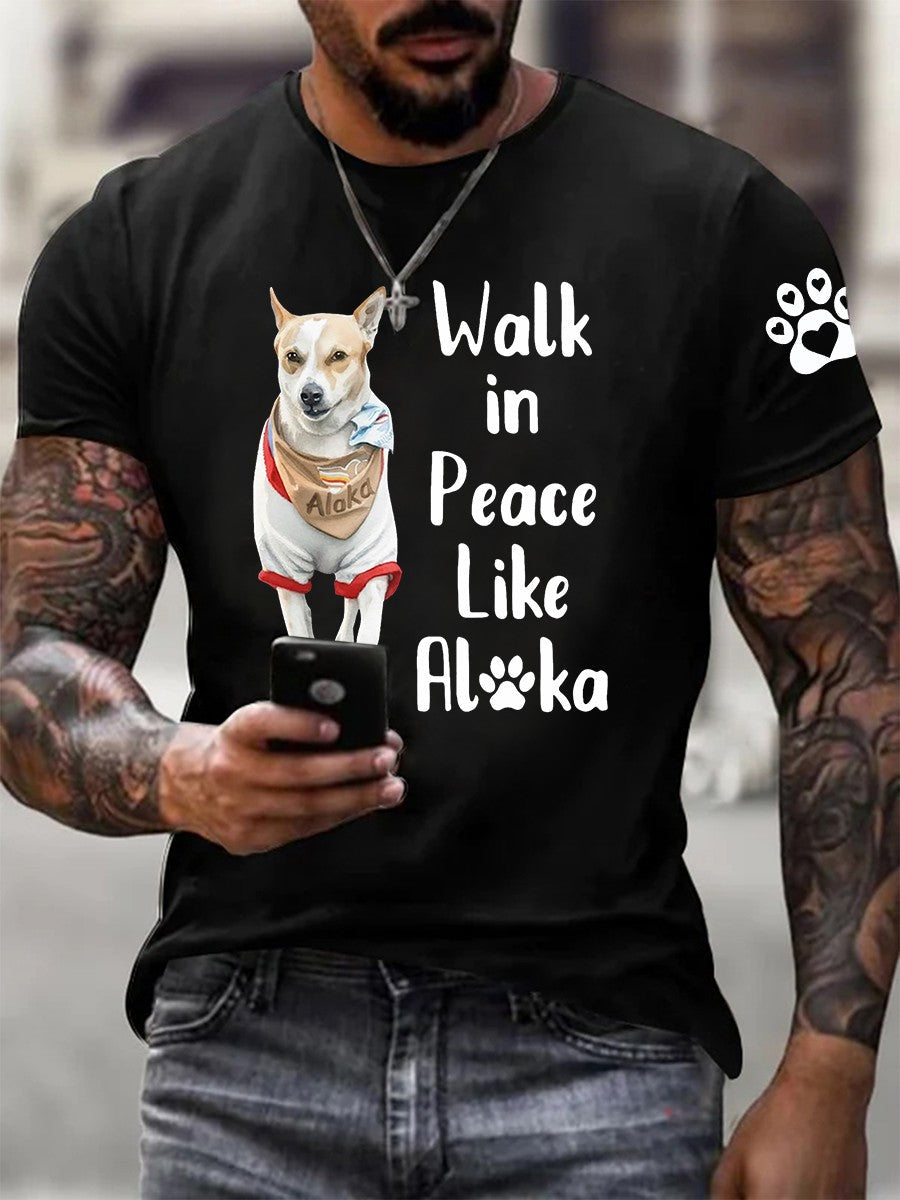 Camiseta impressa dos homens na paz como Aloka