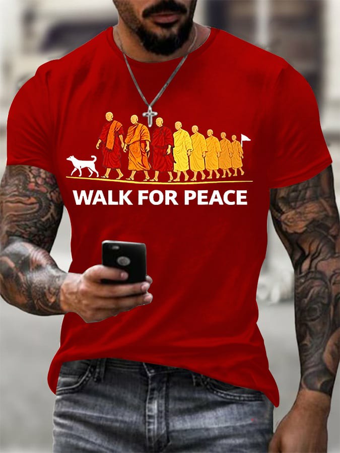 Caminhada para a Paz dos homens com Aloka Impresso T-shirt
