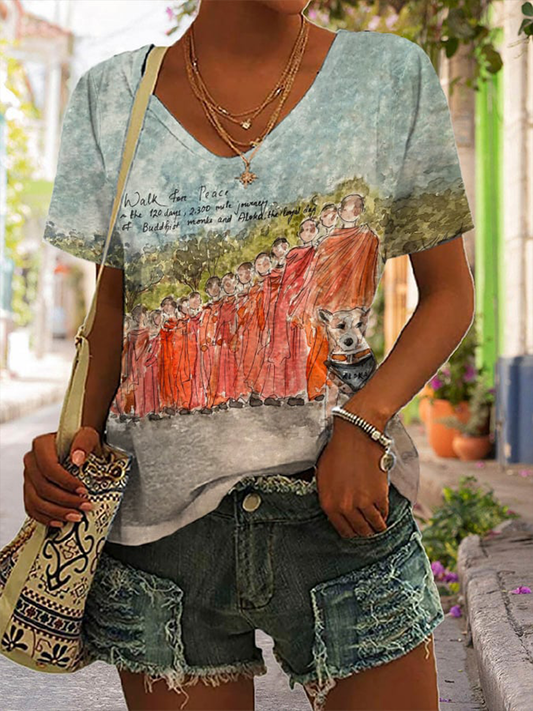 Caminhar das mulheres para a paz v-neck t-shirt