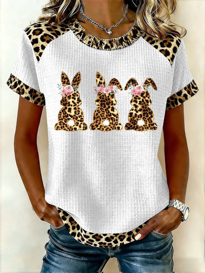 Coelho feminino imprimir camiseta casual