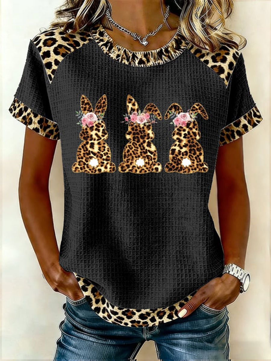 Coelho feminino imprimir camiseta casual