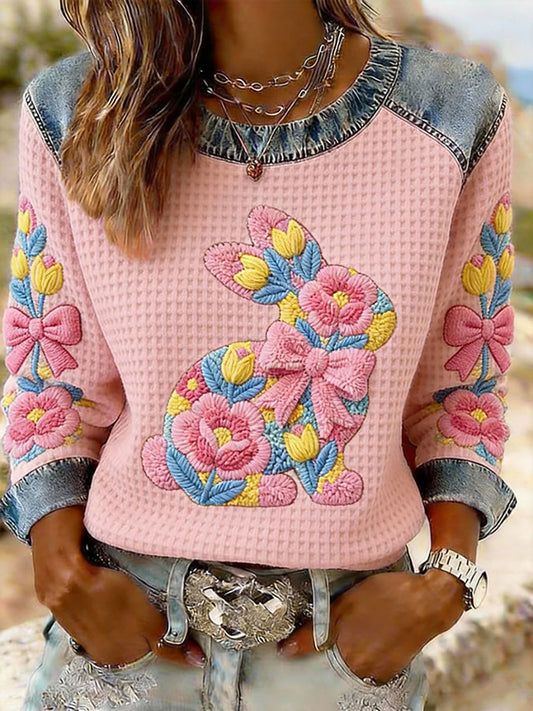 Coelho feminino Floral Print Casual Top