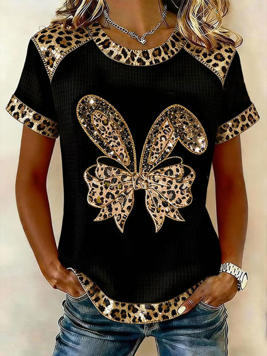 Coelho feminino imprimir camiseta casual