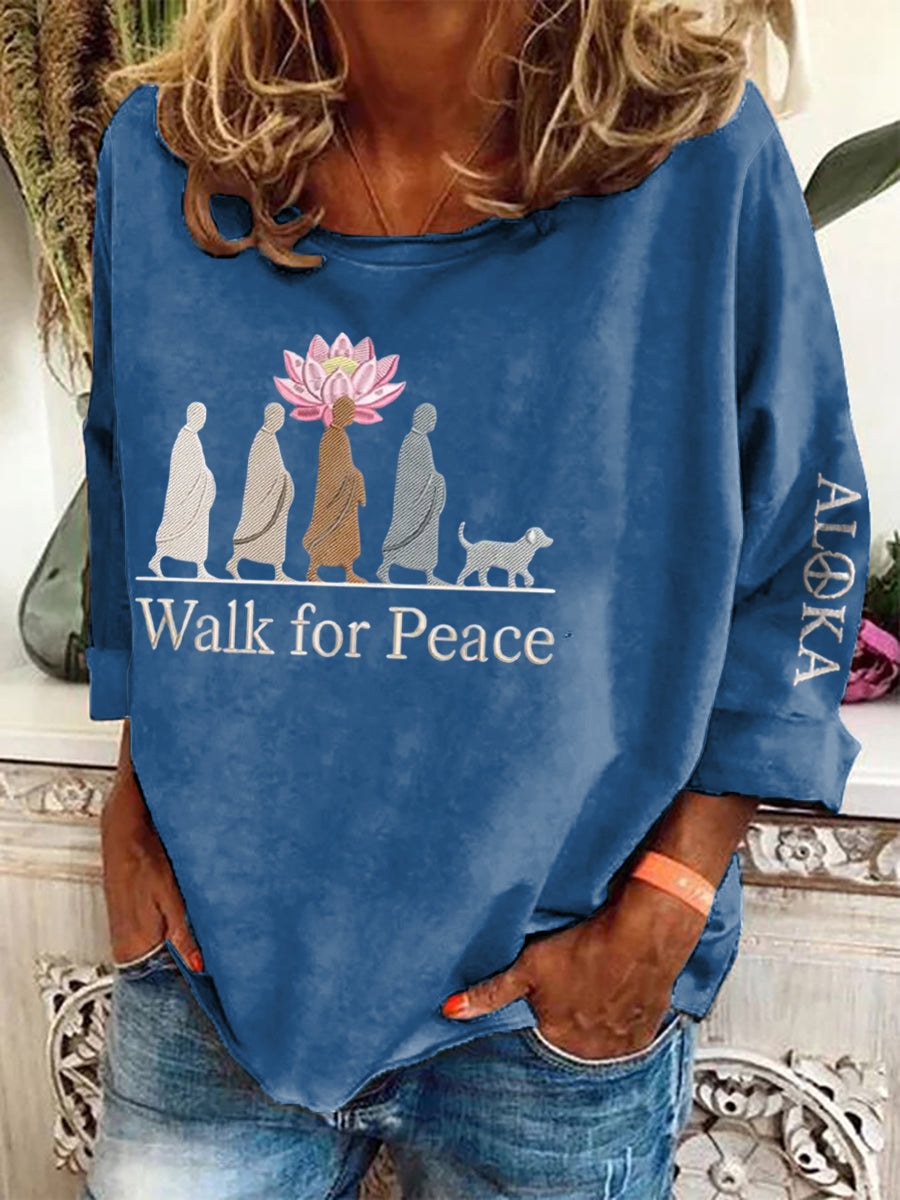 Camisola Walk For Peace Print das mulheres