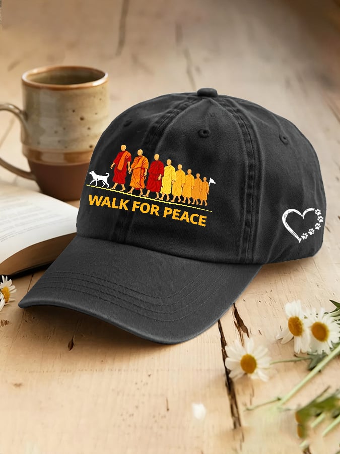 Caminhada Pela Paz Monges Com Chapéu De Cão Aloka