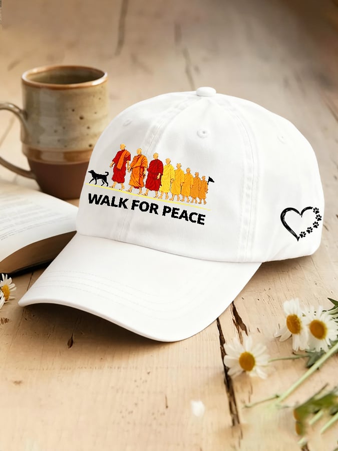 Caminhada Pela Paz Monges Com Chapéu De Cão Aloka