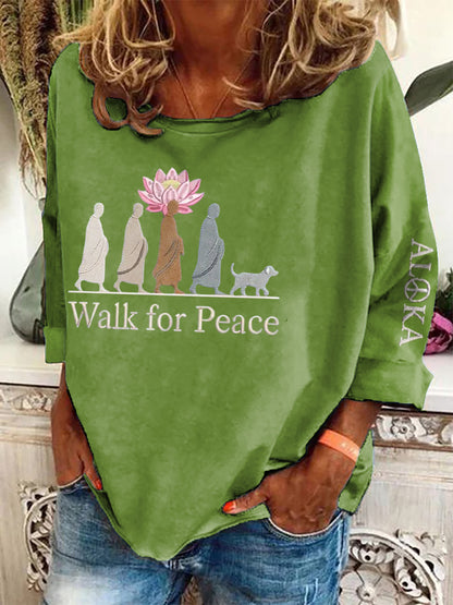Camisola Walk For Peace Print das mulheres