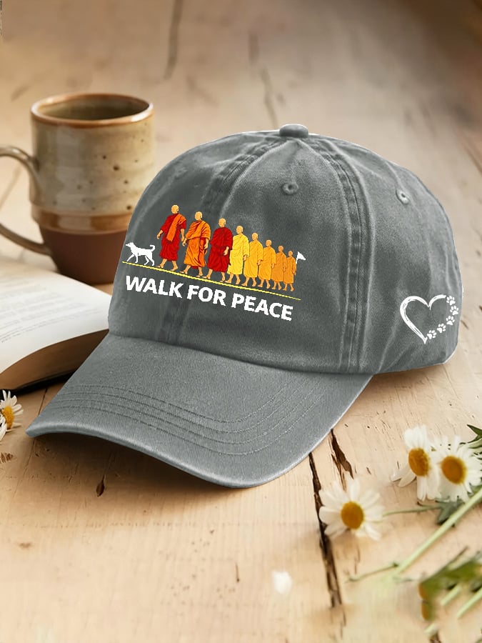 Caminhada Pela Paz Monges Com Chapéu De Cão Aloka