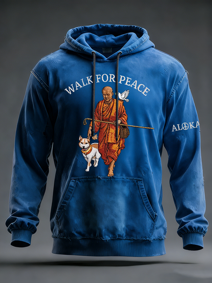 Caminhada para a paz Hoodie de ombro grande com bolsos dos homens