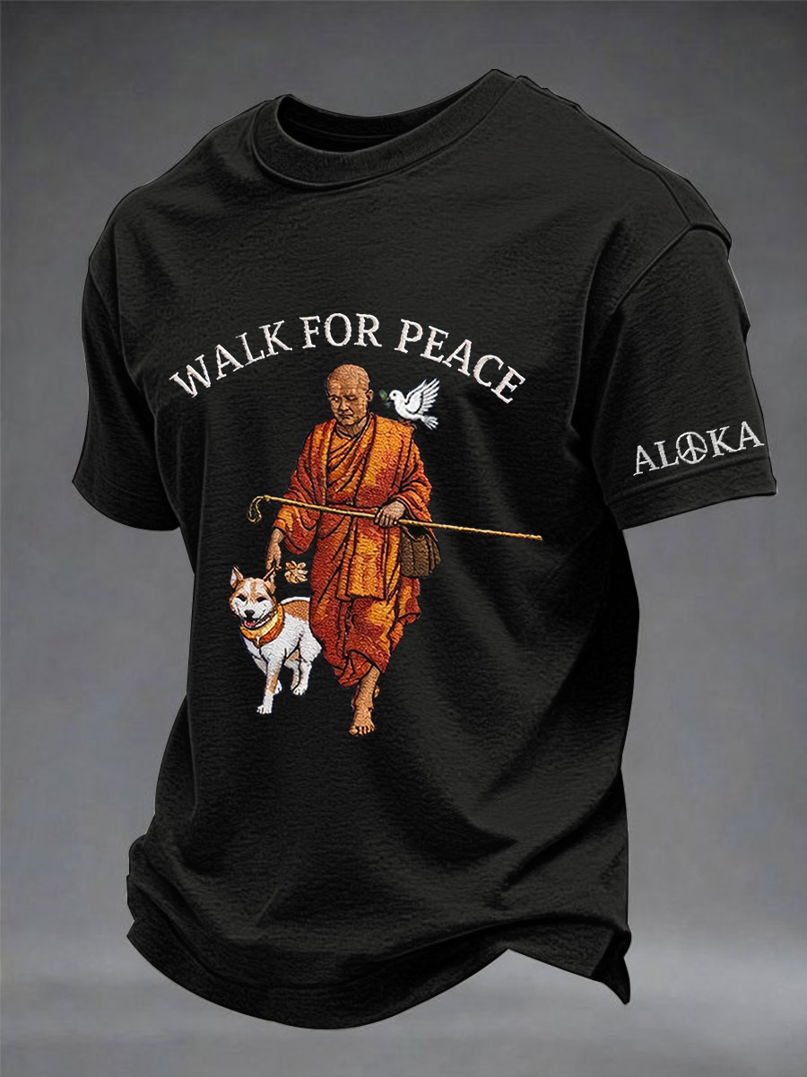 Camiseta de manga curta Masculina Walk For Peace