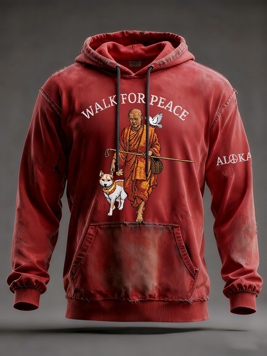 Caminhada para a paz Hoodie de ombro grande com bolsos dos homens