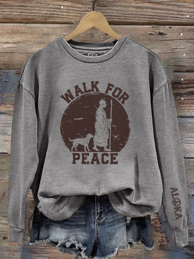 Caminhada das mulheres para a paz Aloka impresso moletom