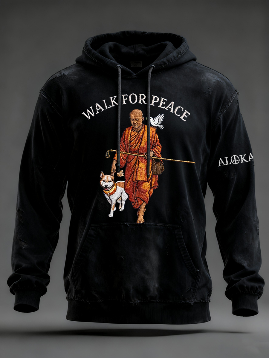 Caminhada para a paz Hoodie de ombro grande com bolsos dos homens