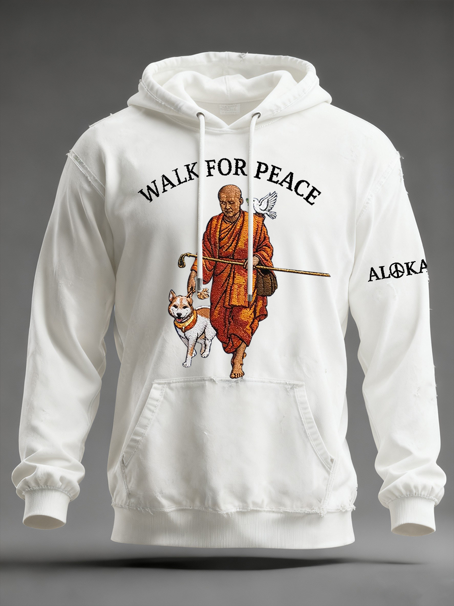 Caminhada para a paz Hoodie de ombro grande com bolsos dos homens