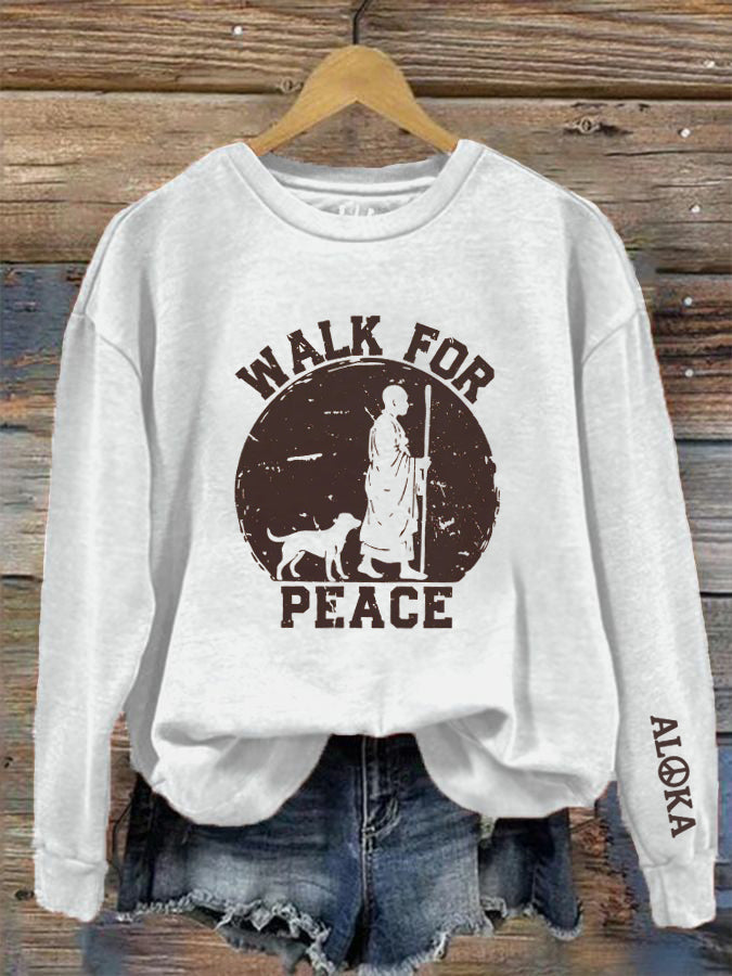 Caminhada das mulheres para a paz Aloka impresso moletom