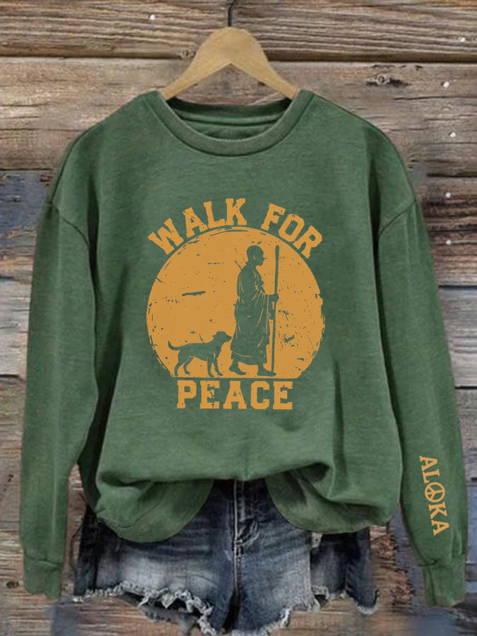 Caminhada das mulheres para a paz Aloka impresso moletom