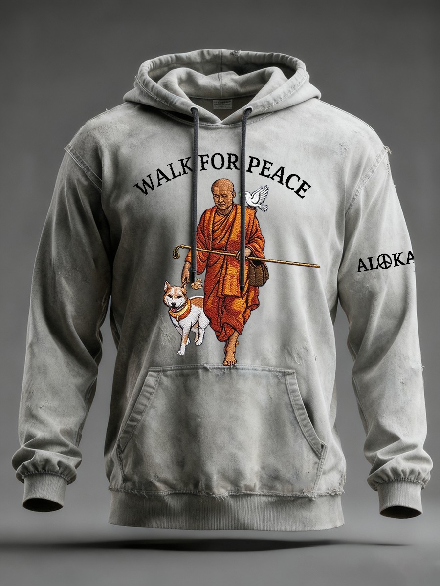 Caminhada para a paz Hoodie de ombro grande com bolsos dos homens