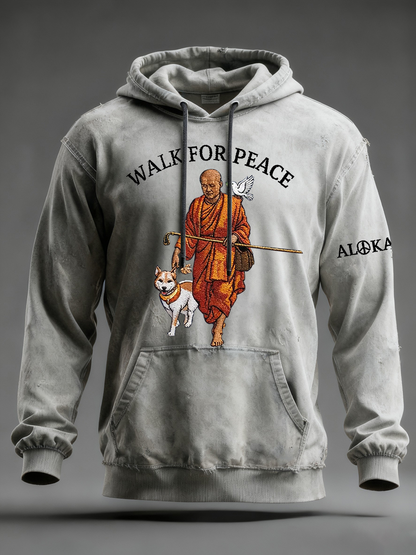 Caminhada para a paz Hoodie de ombro grande com bolsos dos homens