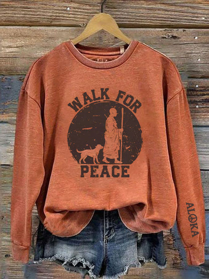 Caminhada das mulheres para a paz Aloka impresso moletom