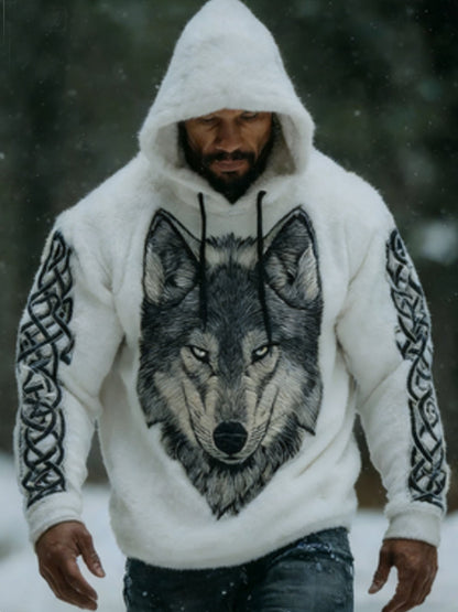 Viking Vintage lobo celta flanela quente Hoodie do homens