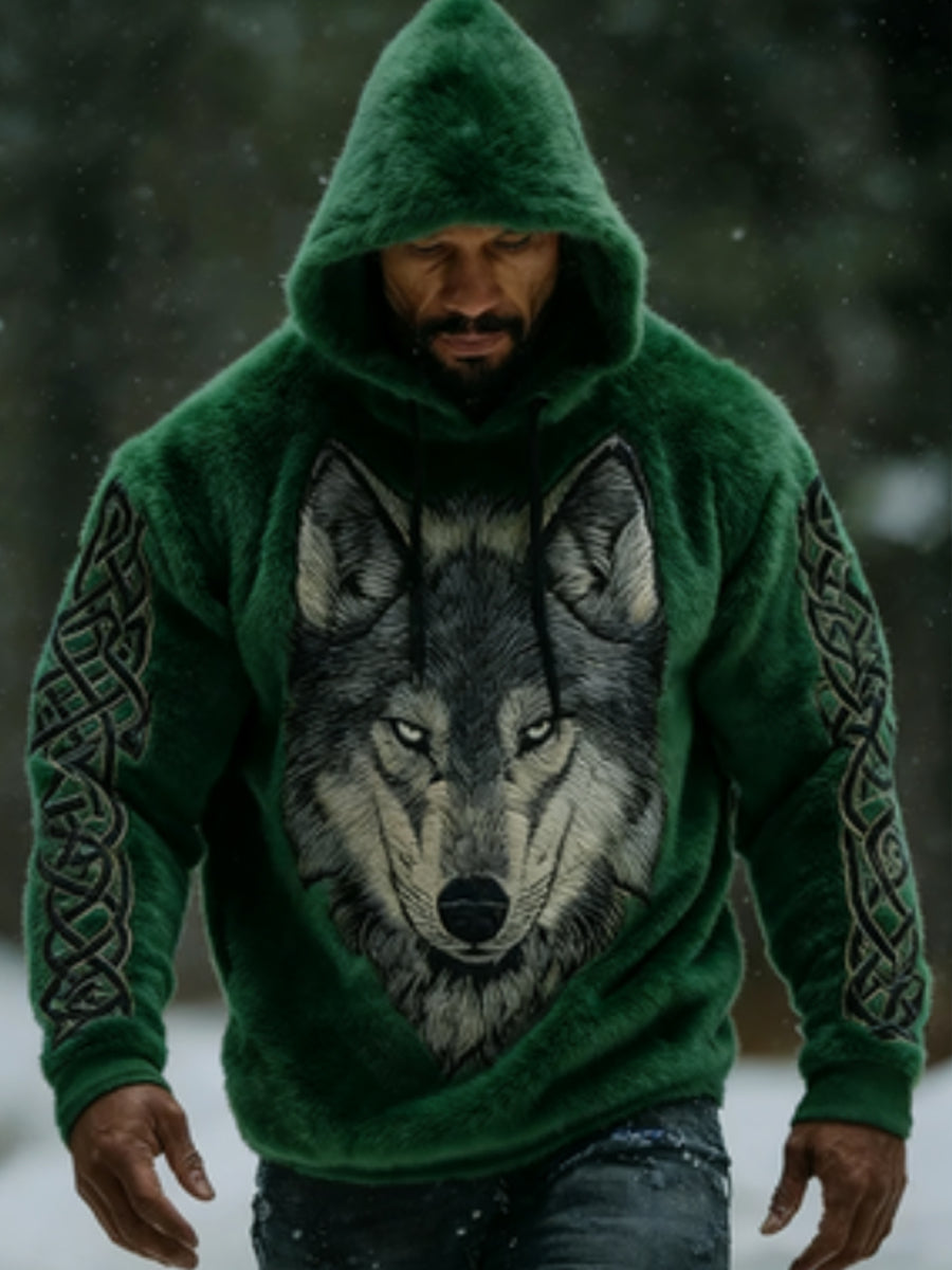 Viking Vintage lobo celta flanela quente Hoodie do homens