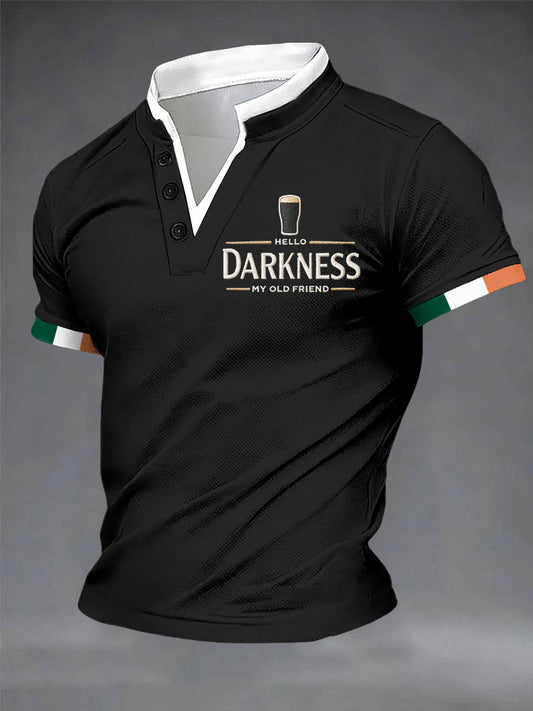 Camiseta Masculina Hello Darkness My Old Friend Double Layer Collar