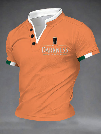 Camiseta Masculina Hello Darkness My Old Friend Double Layer Collar