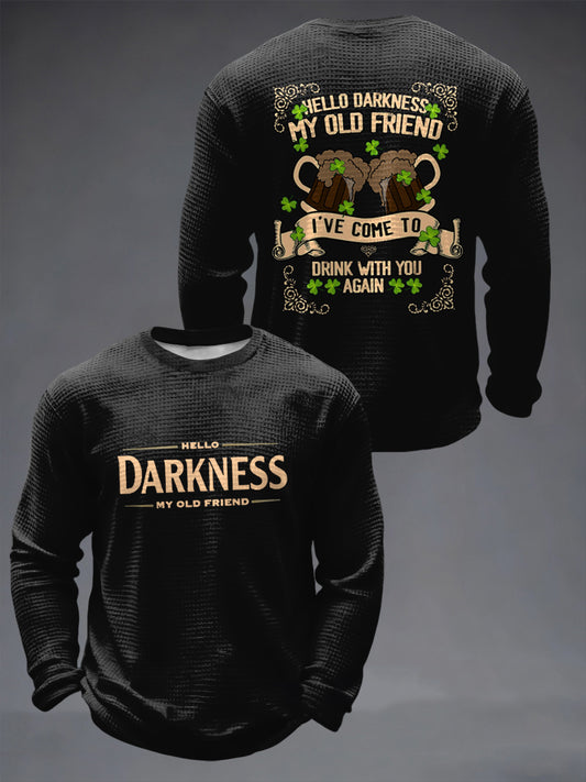 Camiseta Masculina Hello Darkness My Old Friend Waffle Manga Longa