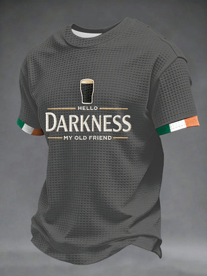 Olá escuridão do homens meu velho amigo waffle mangas curtas t-shirt