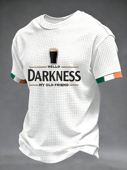 Olá escuridão do homens meu velho amigo waffle mangas curtas t-shirt