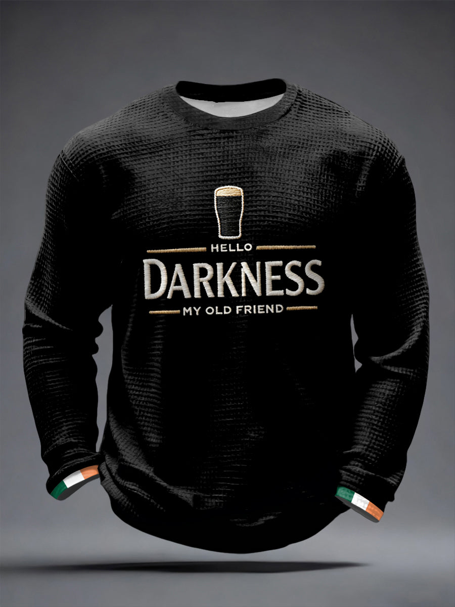 Camiseta Masculina Hello Darkness My Old Friend Waffle Manga Longa