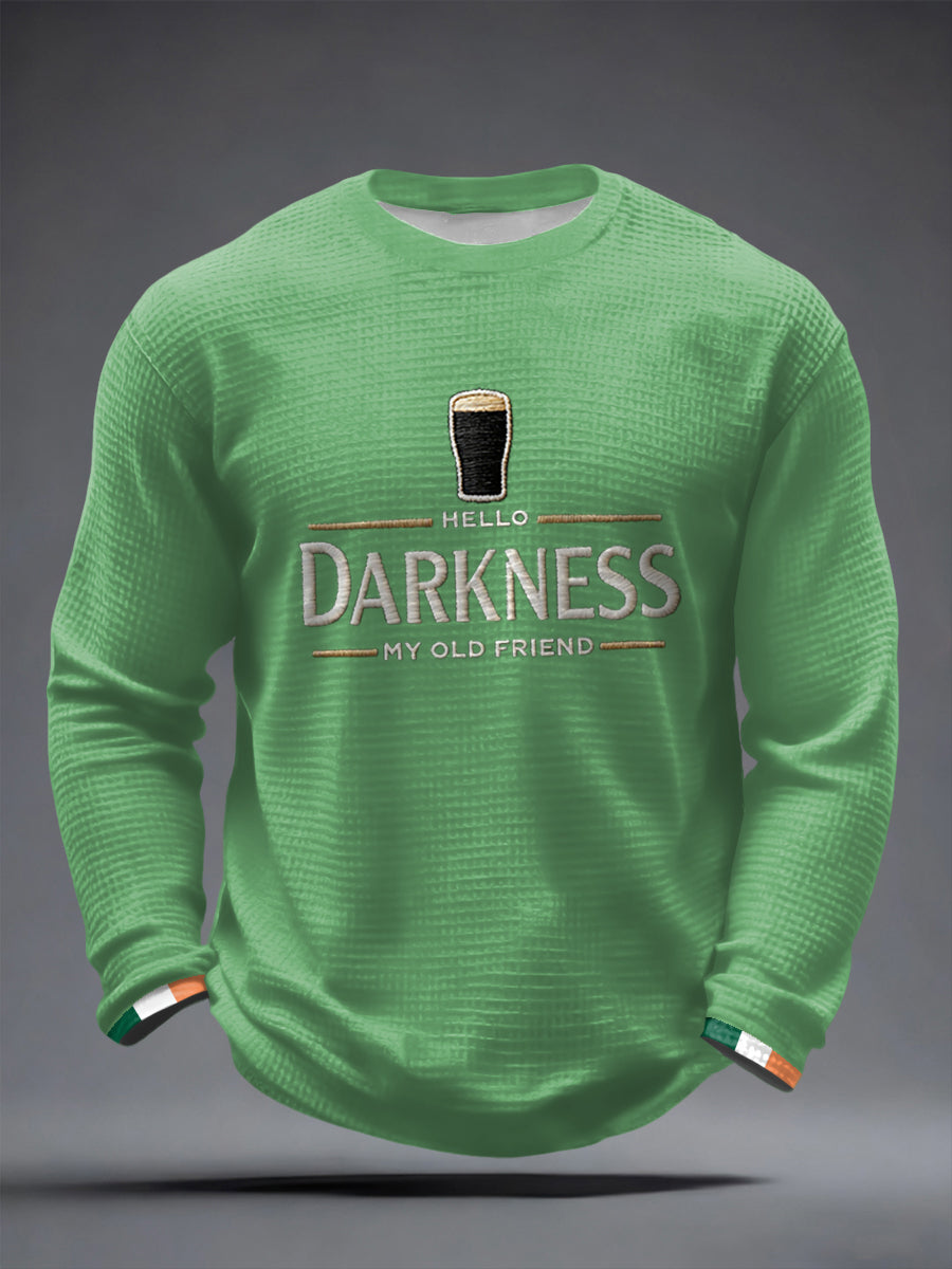 Camiseta Masculina Hello Darkness My Old Friend Waffle Manga Longa