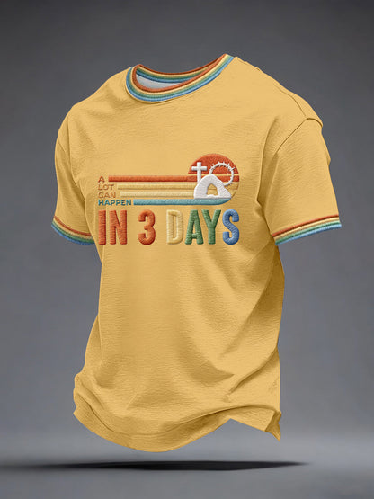 Muita coisa pode acontecer em 3 dias de bordado padrão camiseta masculina