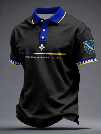 Bósnia amor de futebol masculino impresso tops casuais