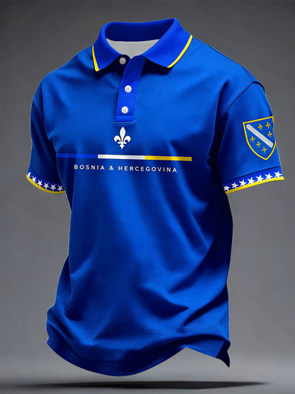 Bósnia amor de futebol masculino impresso tops casuais