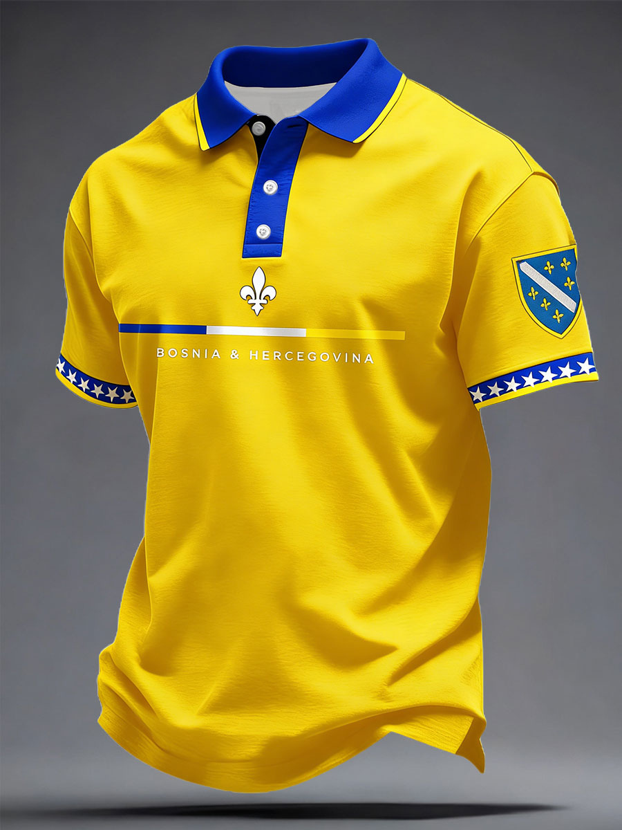 Bósnia amor de futebol masculino impresso tops casuais