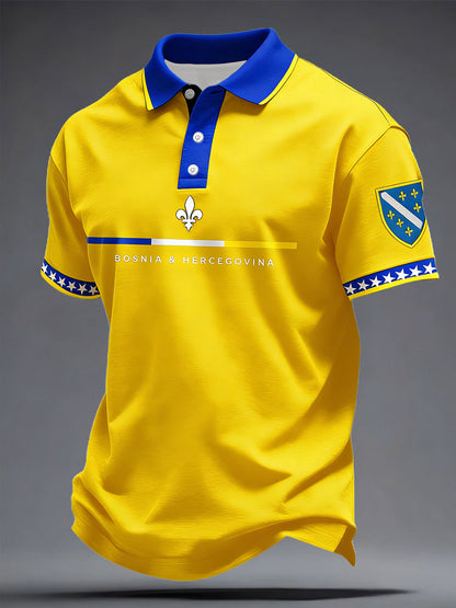 Bósnia amor de futebol masculino impresso tops casuais