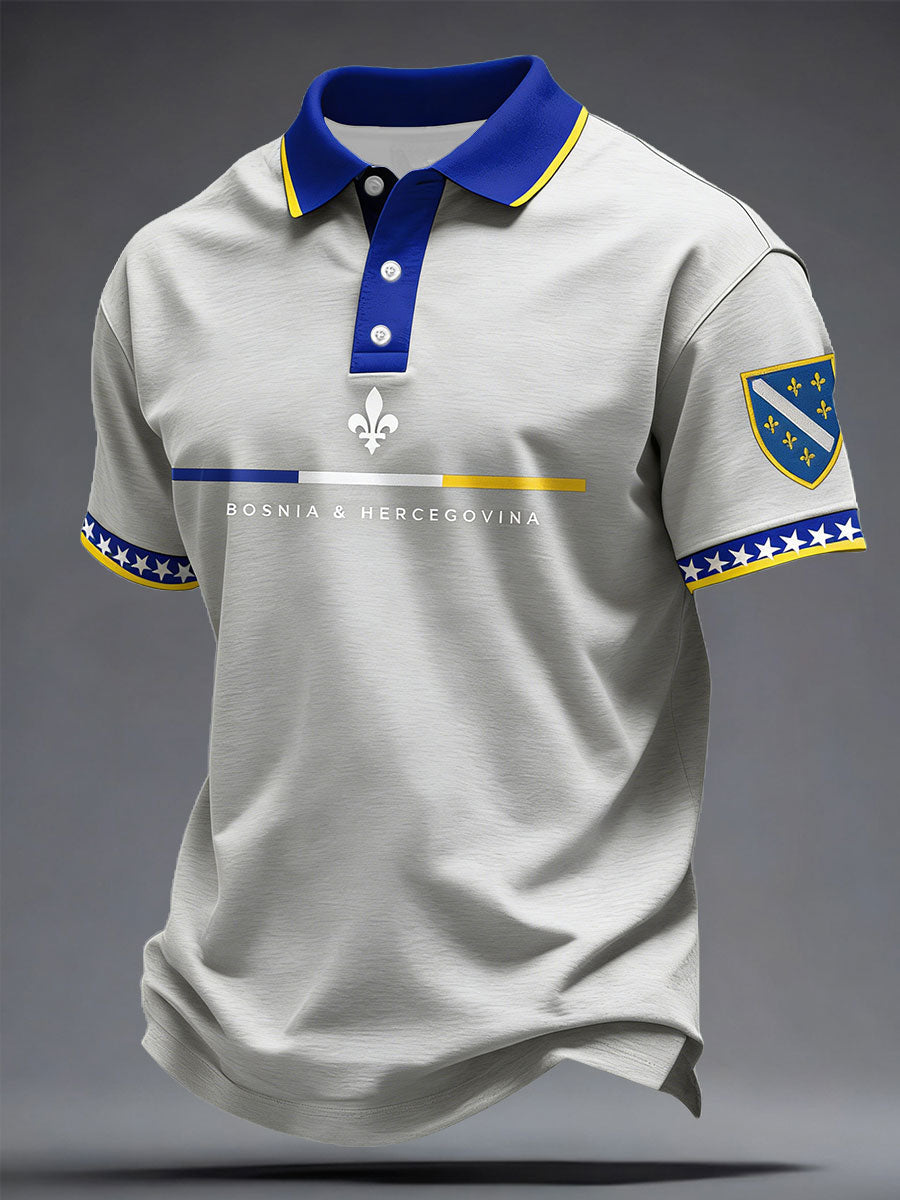 Bósnia amor de futebol masculino impresso tops casuais