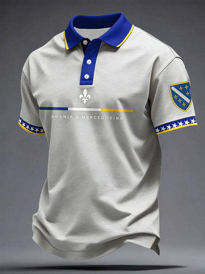 Bósnia amor de futebol masculino impresso tops casuais