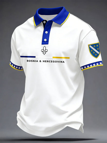 Bósnia amor de futebol masculino impresso tops casuais
