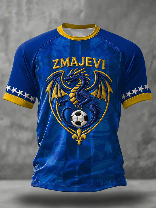 Camiseta masculina Bosno ZMAJEVI com estampa de amante do futebol