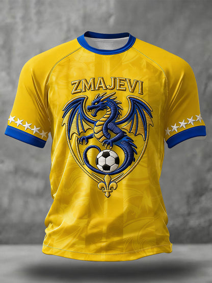 Camiseta masculina Bosno ZMAJEVI com estampa de amante do futebol