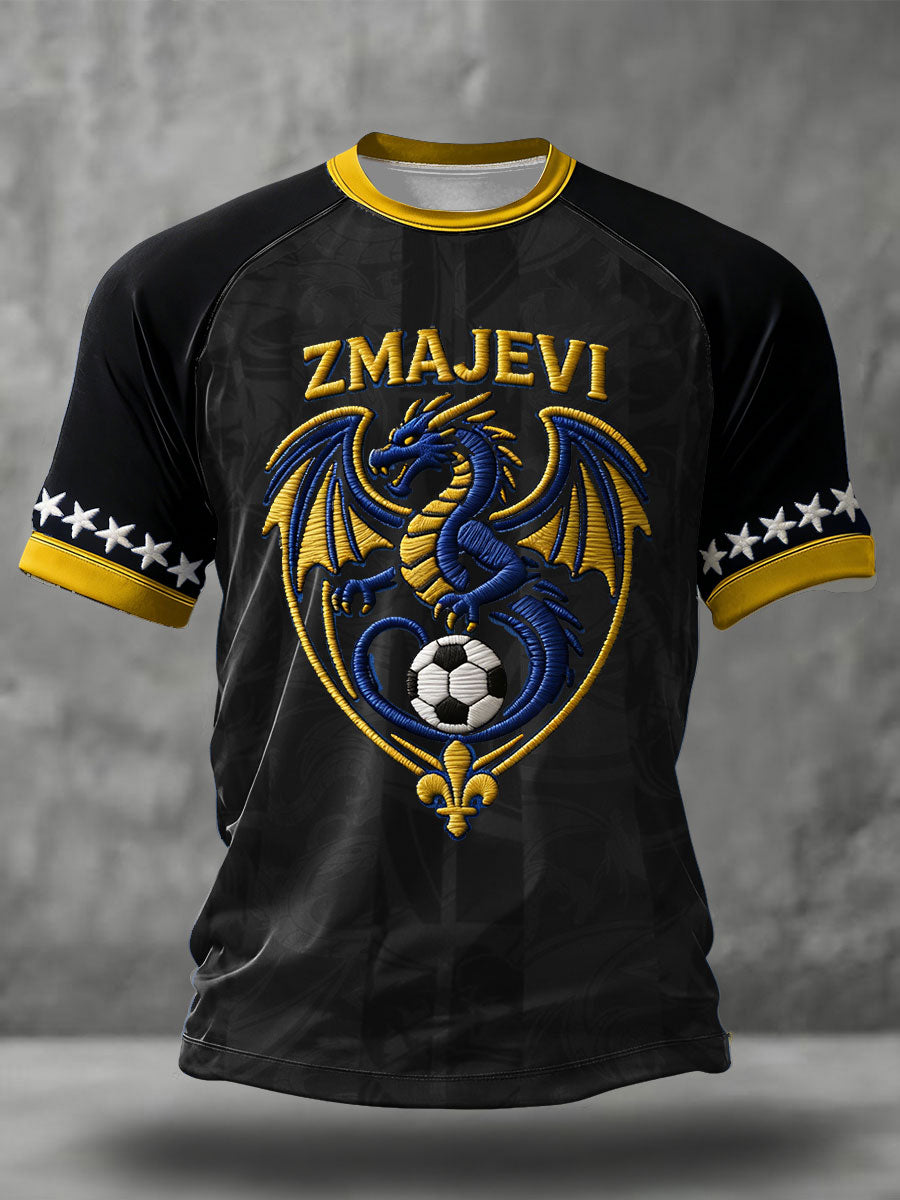 Camiseta masculina Bosno ZMAJEVI com estampa de amante do futebol