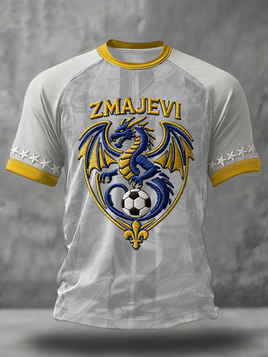 Camiseta masculina Bosno ZMAJEVI com estampa de amante do futebol