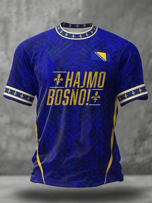 Camiseta masculina Bosno ZMAJEVI com estampa de amante do futebol