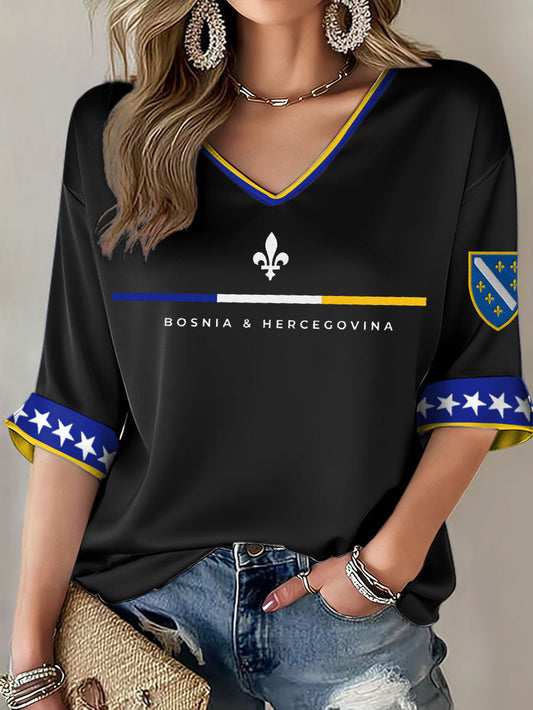 Camiseta estampada para fãs de futebol, modelo ZMAJEVI, da Bosnia, feminina