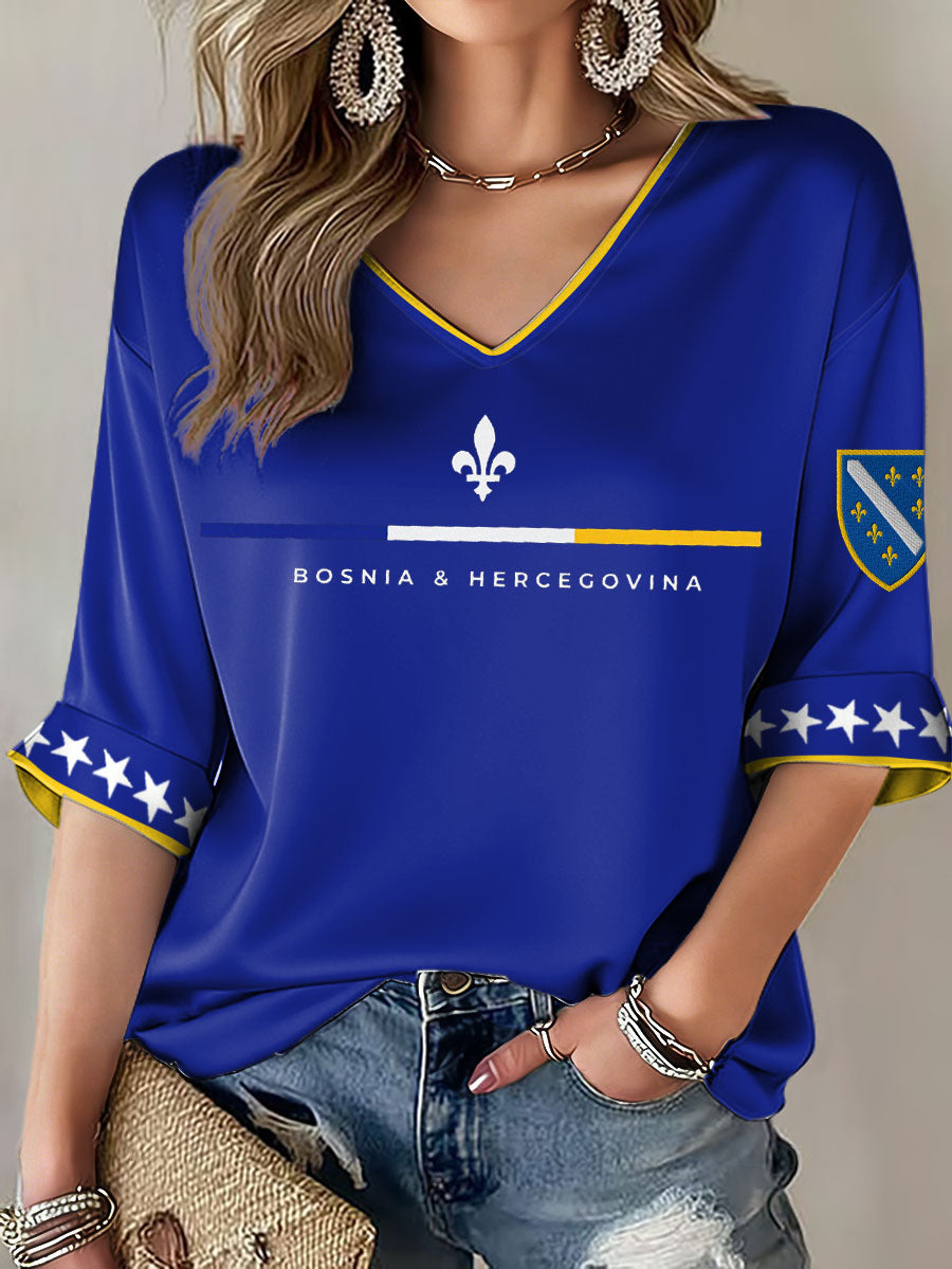Camiseta estampada para fãs de futebol, modelo ZMAJEVI, da Bosnia, feminina