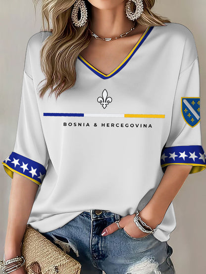 Camiseta estampada para fãs de futebol, modelo ZMAJEVI, da Bosnia, feminina